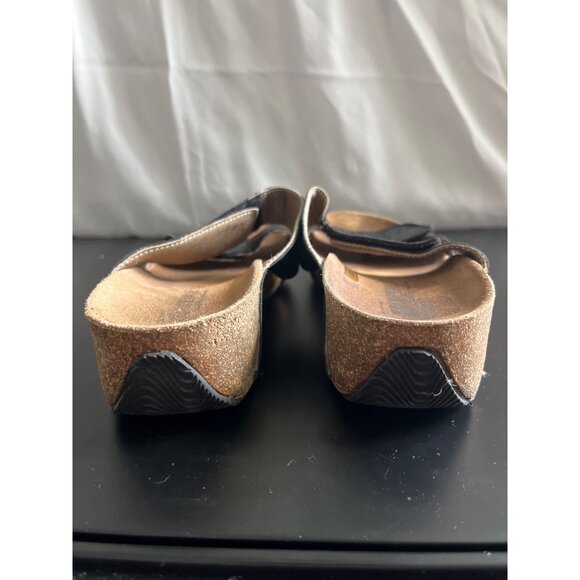 Arcopedico Cork Sole Wedge Slip On Sandal Adjustable Straps Black Leather 37 6.5 - Picture 4 of 7